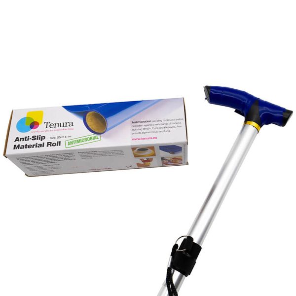 Rouleau-de-grip-bleu-sur-canne-de-marche Rouleau-de-grip-bleu-sur-canne-de-marche